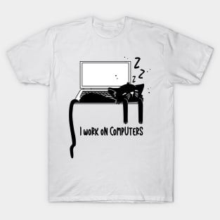 A Sleeping Cat on The Computer T-Shirt